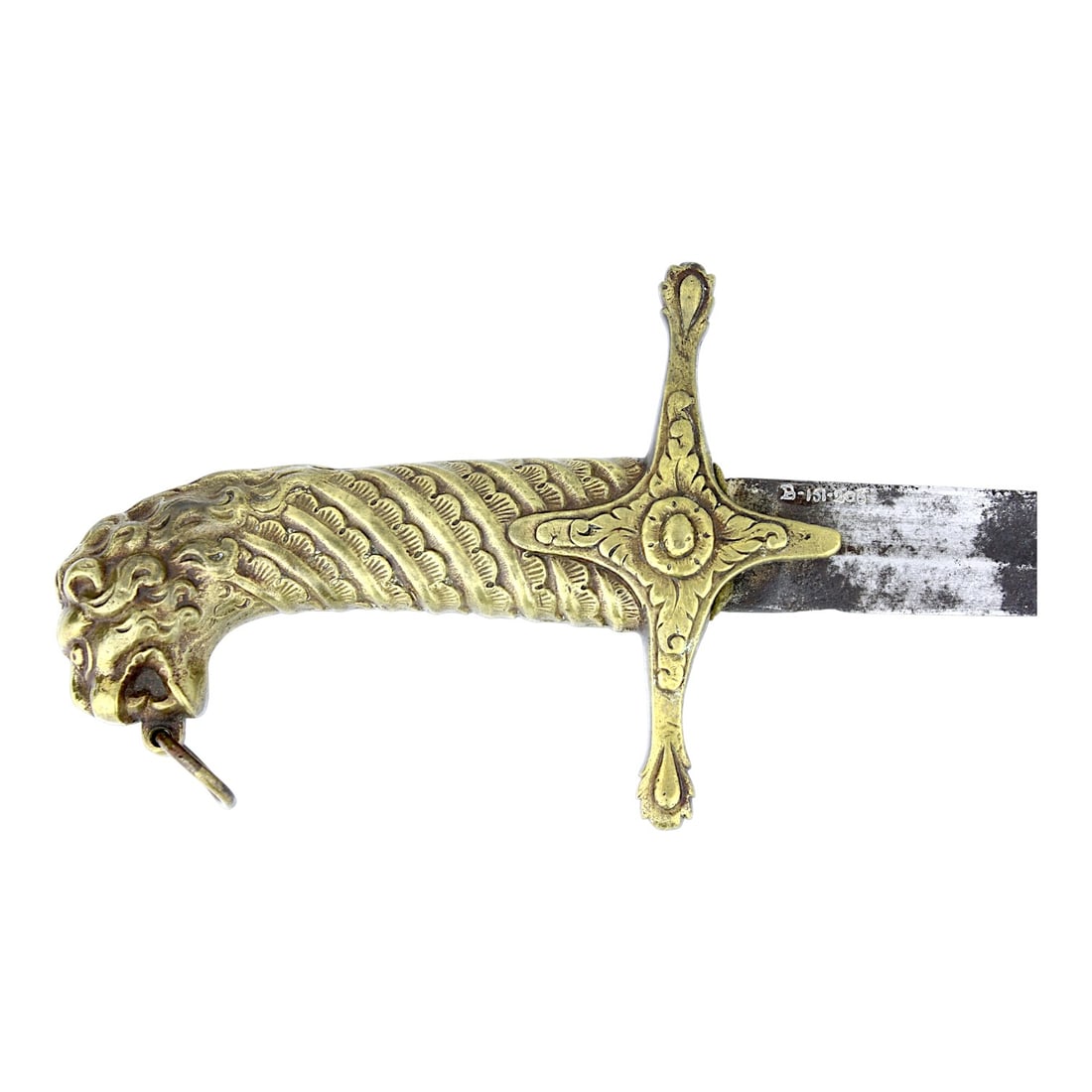 Shamshir Sword with Lion Head Pommel, Ring Mount & Museum Mark B-11-206 (1 of 15)