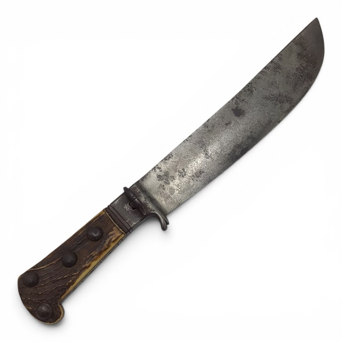 Large Antique Stag Grip Hunting Knife Possibly German (1 of 14)