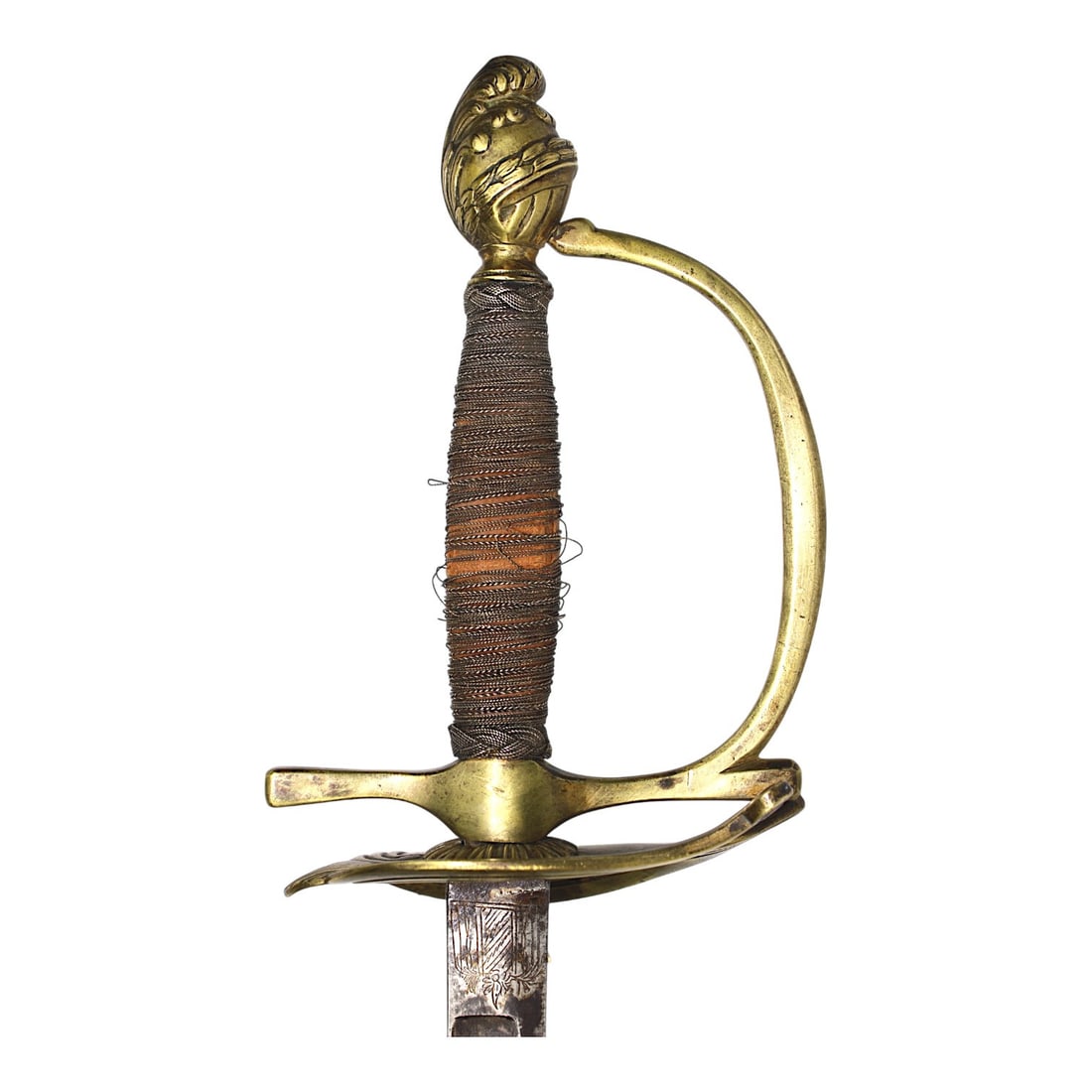 French Revolution Infantry Officer Sword c.1780-1789 with Phrygian Bonnet Pommel: This French Revolution era infantry officer’s uniform sword dates circa 1780-1789 and is a rare and highly evocative example of late 18th-century French military sword design. The sword retains orig