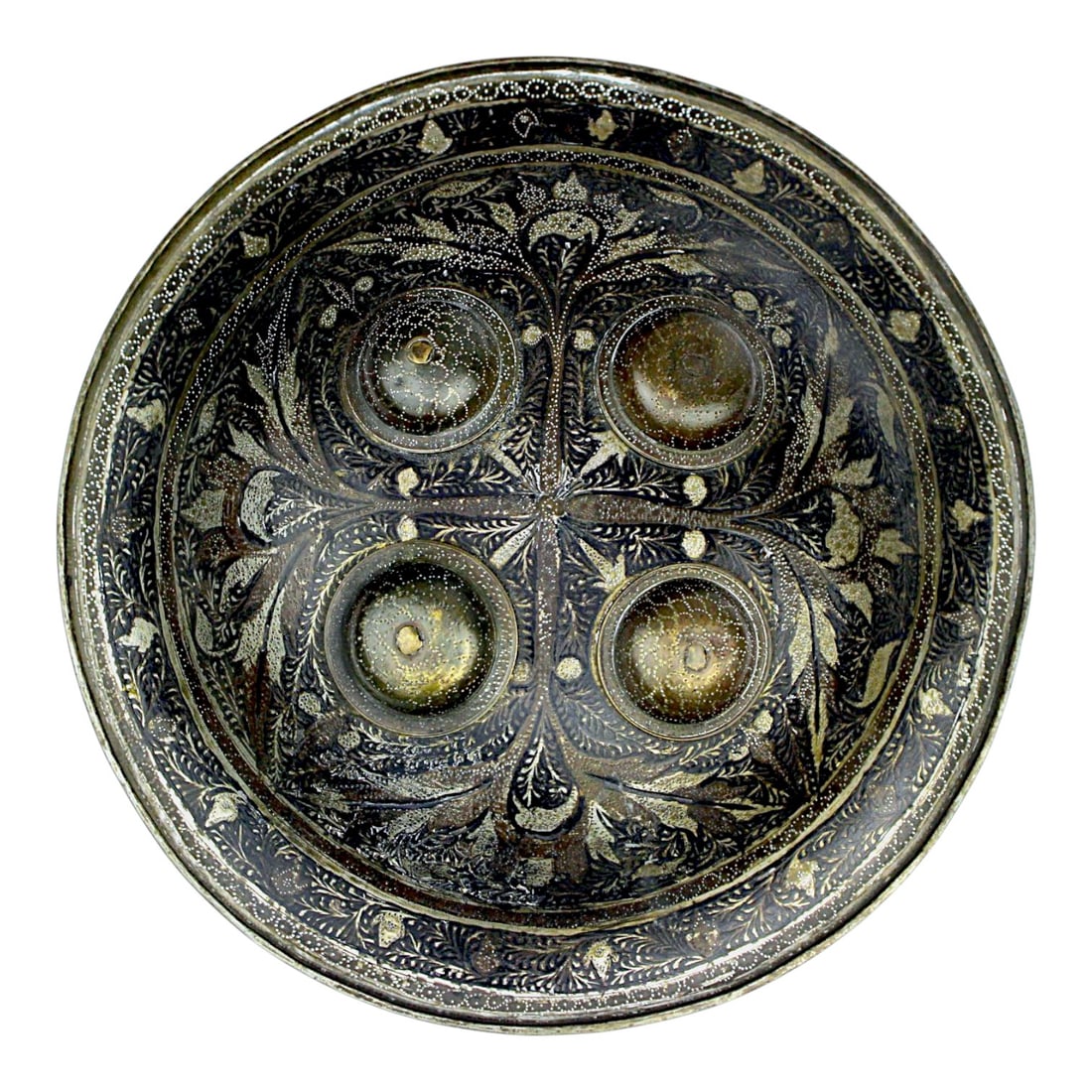 Antique Islamic Indian Mughal Rajput Silver Damascened Dhal Shield (1 of 8)