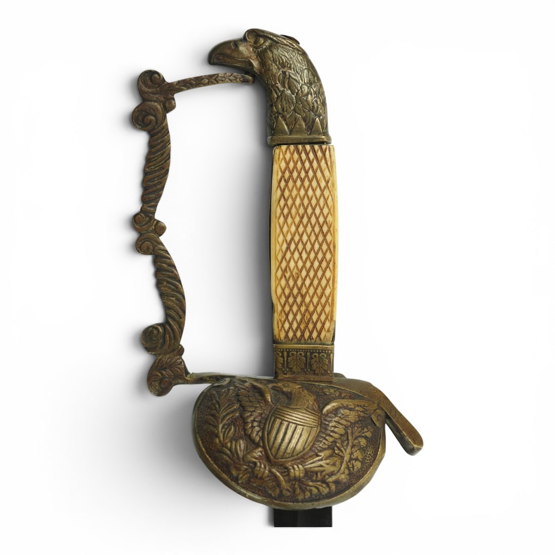 U.S. 1821 Pattern Eagle Head Artillery Officer Sword with Engraved Brass Scabbard (1 of 20)
