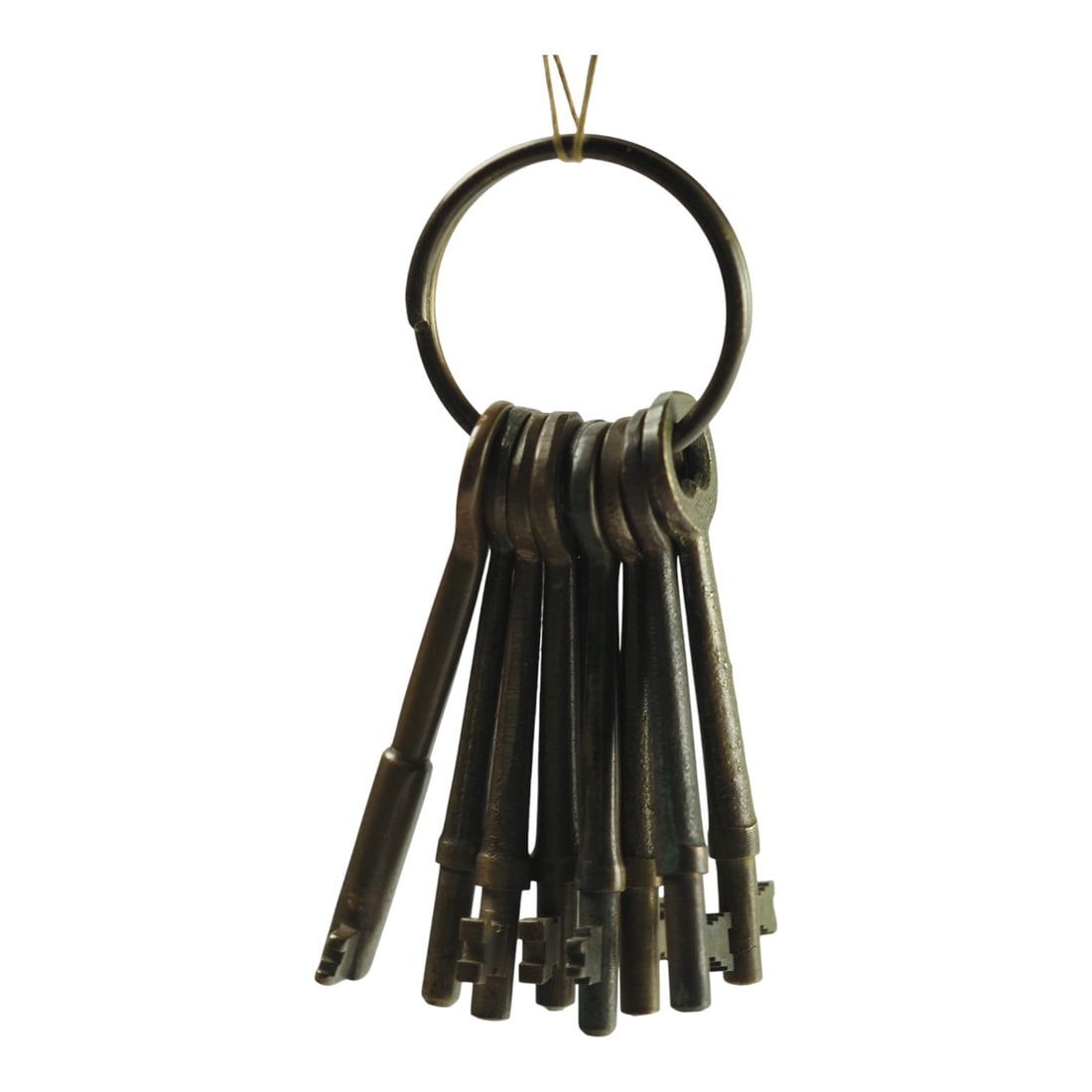 Vintage Railroad Brass Conductors Keyring w/ 9 Adlake Keys, 19/20th c Rare Antique Train Collectible (1 of 12)