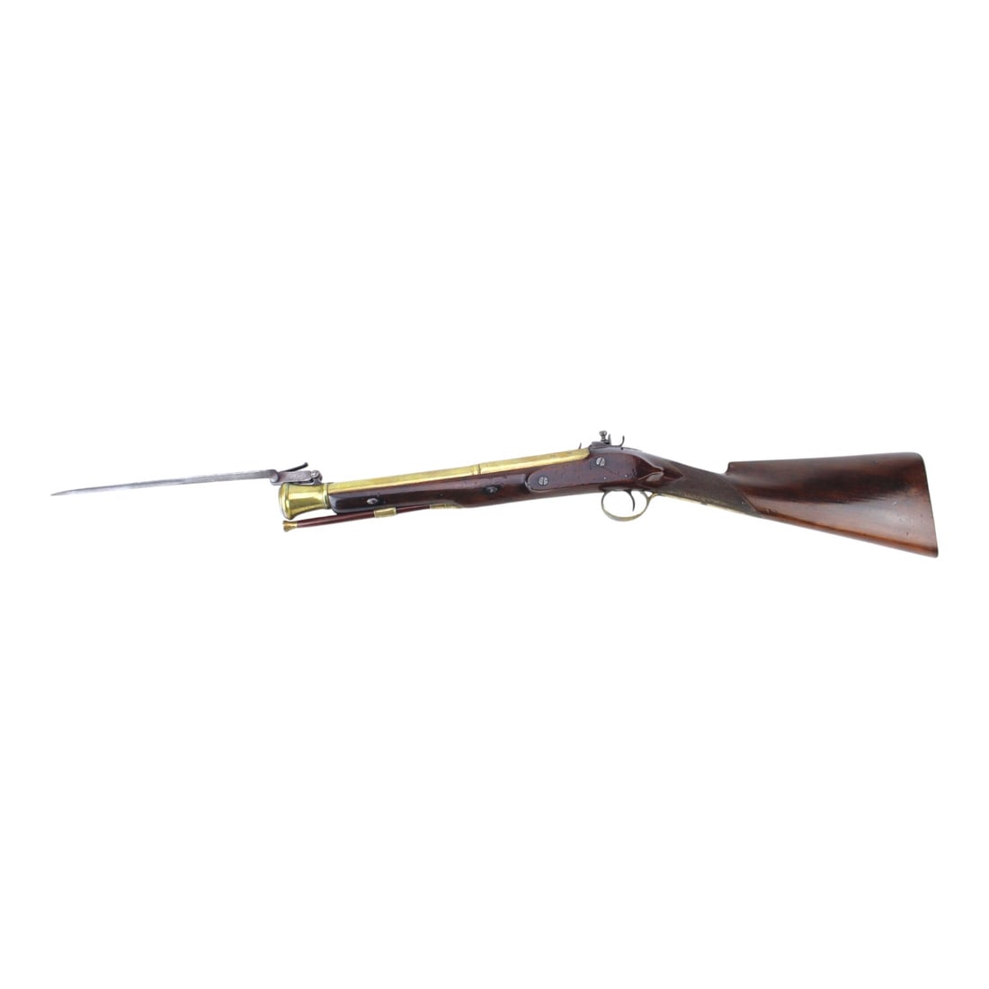 British Flintlock Blunderbuss with Spring Bayonet by W. Bond, London (1 of 12)