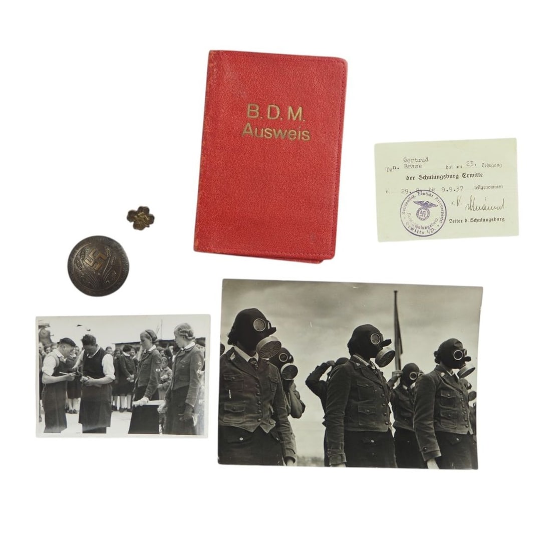 1937 BDM League of German Girls Gertrud Brase Riker Grouping with ID paper, Marked Photos, Ausweis & (1 of 12)
