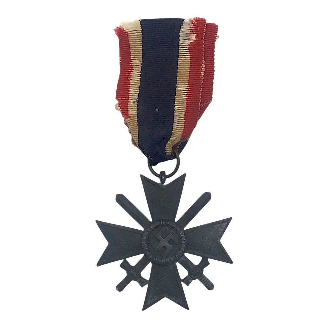German WW2 War Merit Cross 2nd Class with Ribbon: This original German WWII War Merit Cross 2nd Class is accompanied by its ribbon and represents one of the standard wartime merit decorations of the Third Reich period. The award was issued to recogni