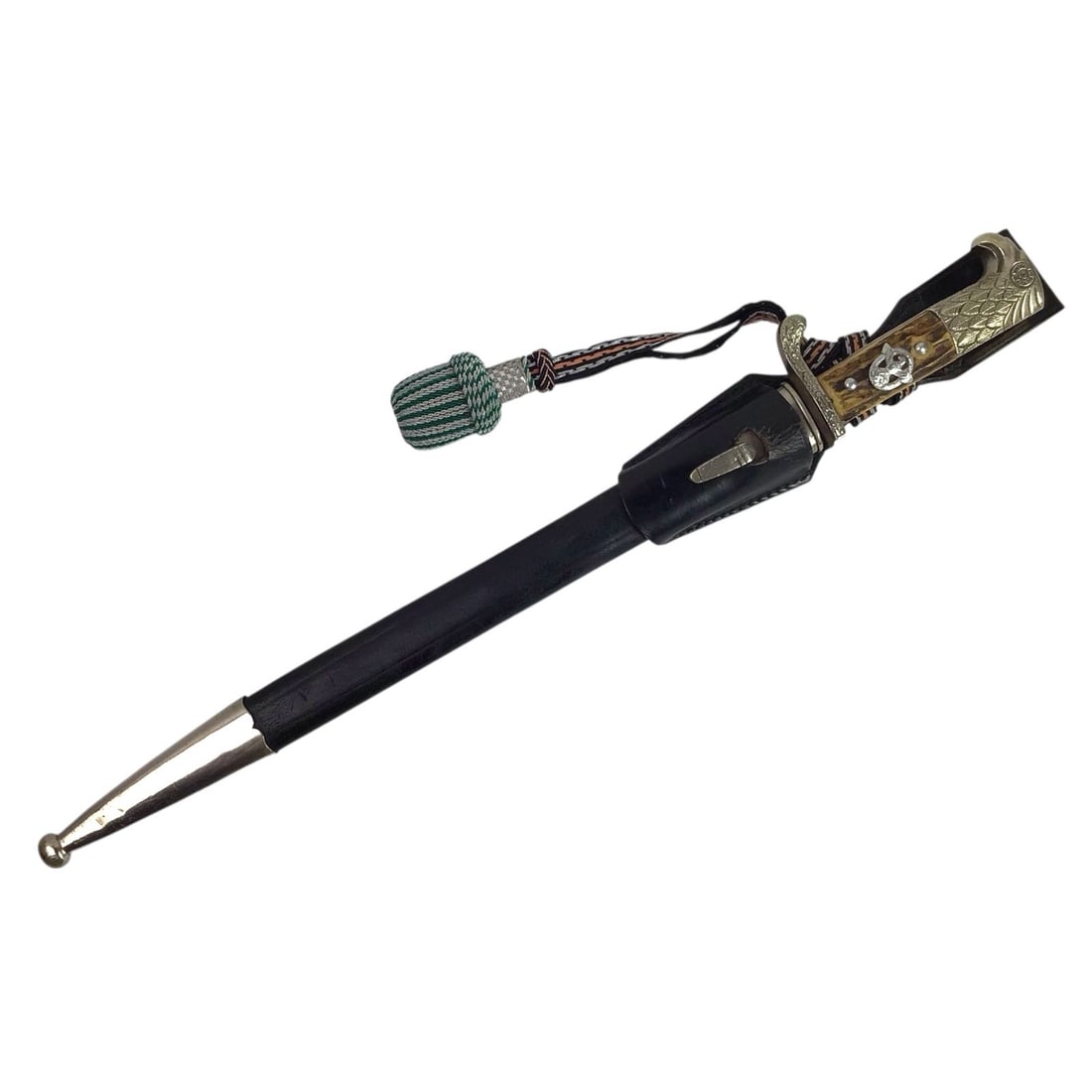 Unit-Marked German WW2 Schutzpolizei Long Dress Bayonet by Clemen & Jung - Complete Rig: This exceptional German WWII Schutzpolizei (Protection Police) Long Dress “Walking Out” Bayonet by Clemen & Jung of Solingen is offered here in mint condition and retains its complete original