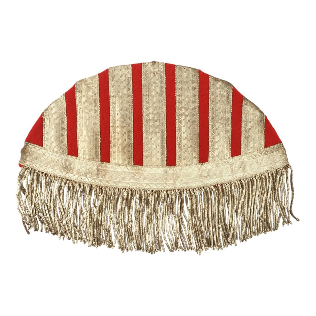 German WWII Heer Panzer Musikkorps Drum Major Swallow’s Nest with Stamp: This German World War II Army Heer Panzer tank unit bandsman’s Musikkorps Drum Major swallow’s nest shoulder designation is a rare uniform accessory for a military musician or senior band leader. 