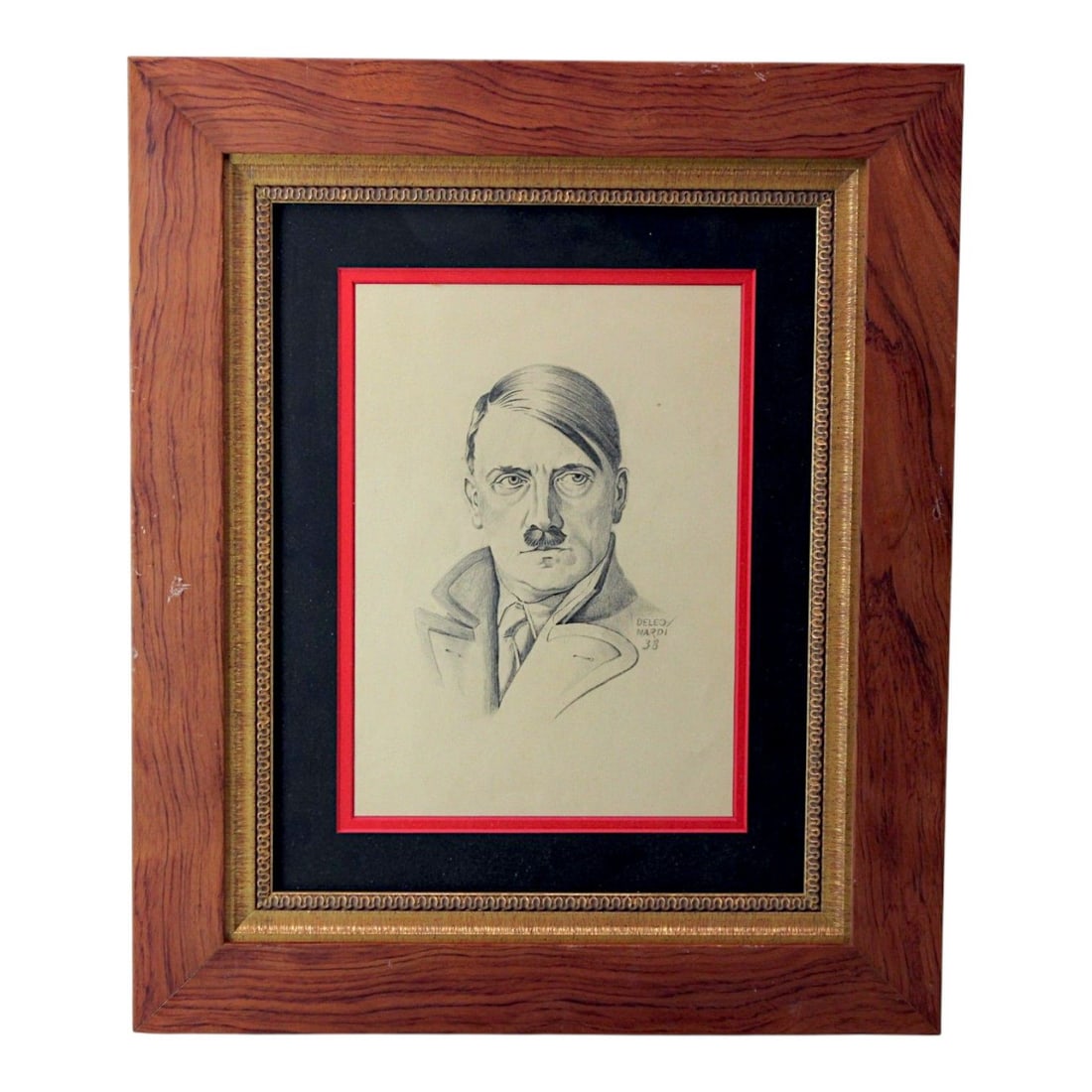 German WW2 Period Hand Drawing Pencil Sketch of Adolf Hitler Early War by Enrico Nardi (1 of 3)