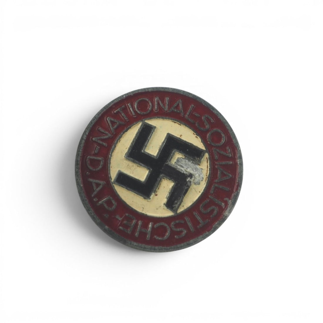 German WWII NSDAP Party Pin M1/136 RZM, Mathias Salcher & Söhne, Estate Provenance: This German World War II NSDAP Party Pin is an original Third Reich political membership badge marked M1/136 and RZM on the reverse. The maker code M1/136 corresponds to M