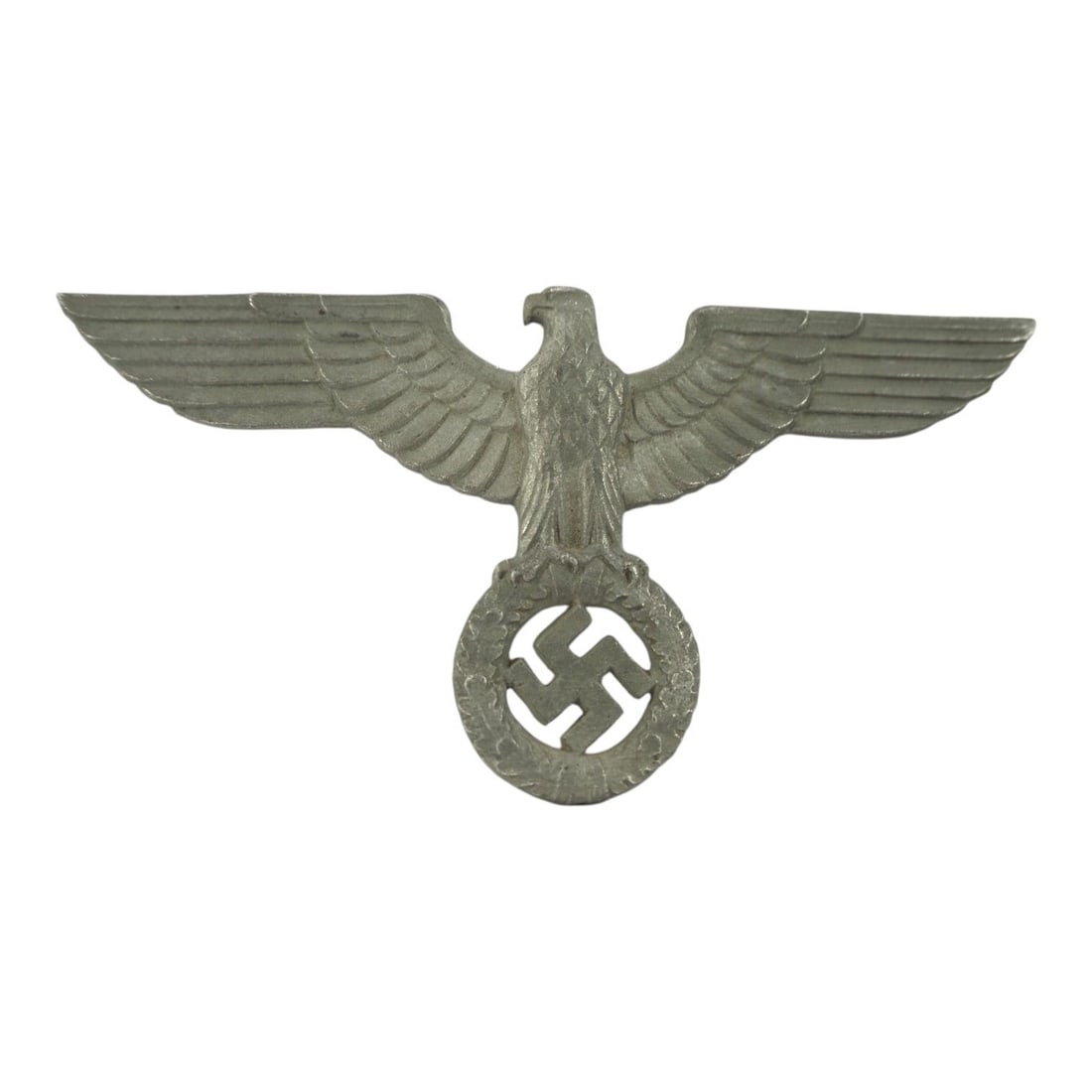 German WW2 NSDAP Aluminum Wall or Desk Eagle, High Quality Third Reich Display Piece: This German WWII NSDAP Third Reich wall or desk eagle is a high-quality aluminum display piece featuring the political eagle motif associated with German state and party symbolism of the period. Desig