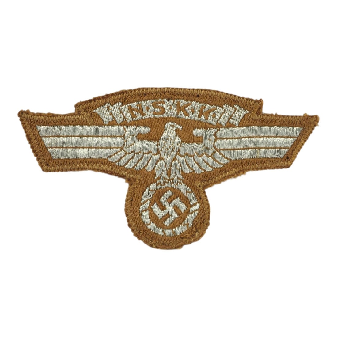 German WW2 NSKK Sleeve Eagle, Uniform Removed Veteran Bring-Back: This original German WWII NSKK sleeve eagle, or Ärmelabzeichen, is a uniform-removed example retained as a veteran bring-back. The insignia was worn by members of the Nationalsozialistisch