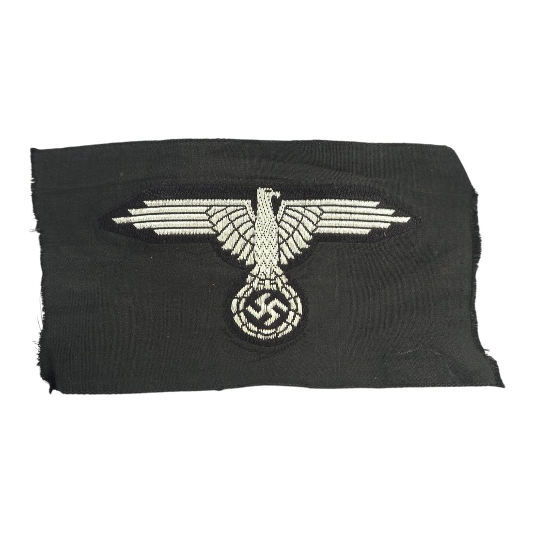 German WW2 Waffen-SS BeVo Sleeve Eagle, Uniform-Cut Example (1 of 2)