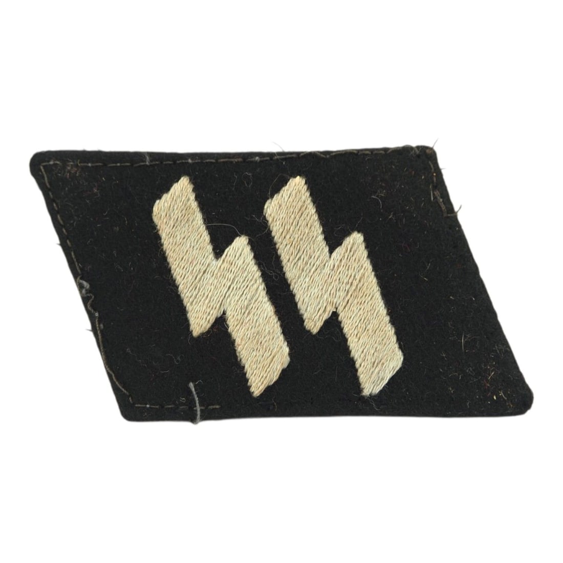 German WW2 Waffen-SS Collar Tab: This original German WWII Waffen-SS collar tab is a uniform insignia piece associated with one of the most heavily collected branches of German military material. Collar tabs served as key indicators 