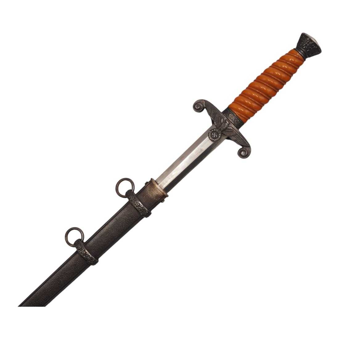 German WW2 Heer Officer Dress Dagger by Alcoso Solingen with Scabbard, Near Mint: This exceptional German World War II Army Heer Officer Dress Dagger was manufactured by the desirable Solingen maker Alcoso and remains one of the finest examples we have had come across our desk at T