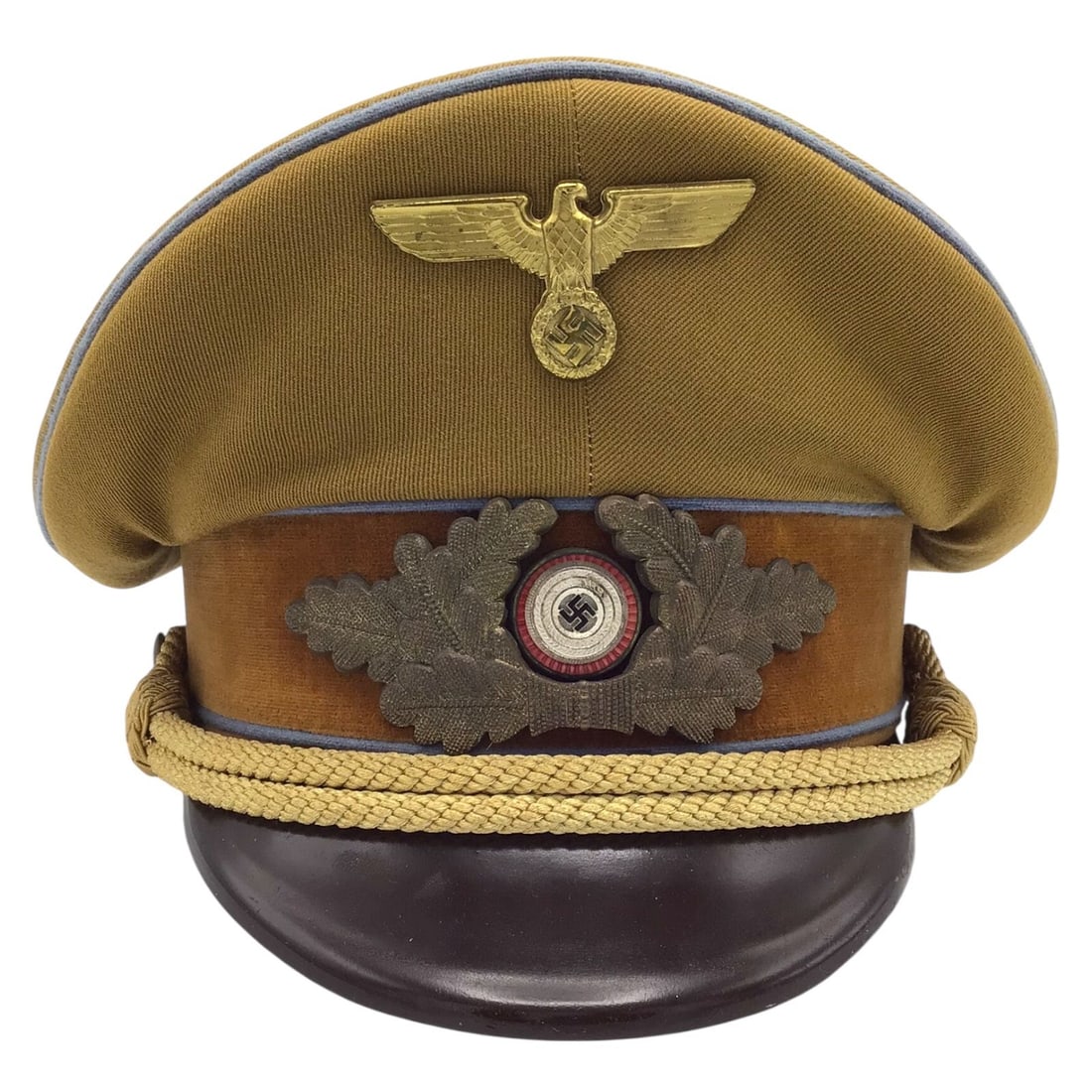 German WW2 NSDAP Ortsgruppe Political Leader’s Schirmmütze Visor Cap – Veteran Bring Back: This impressive German WW2 NSDAP Ortsgruppe (Local Group) Political Leader’s Schirmmütze represents a striking and highly collectible example of Third Reich political headgear. Identified as a loca