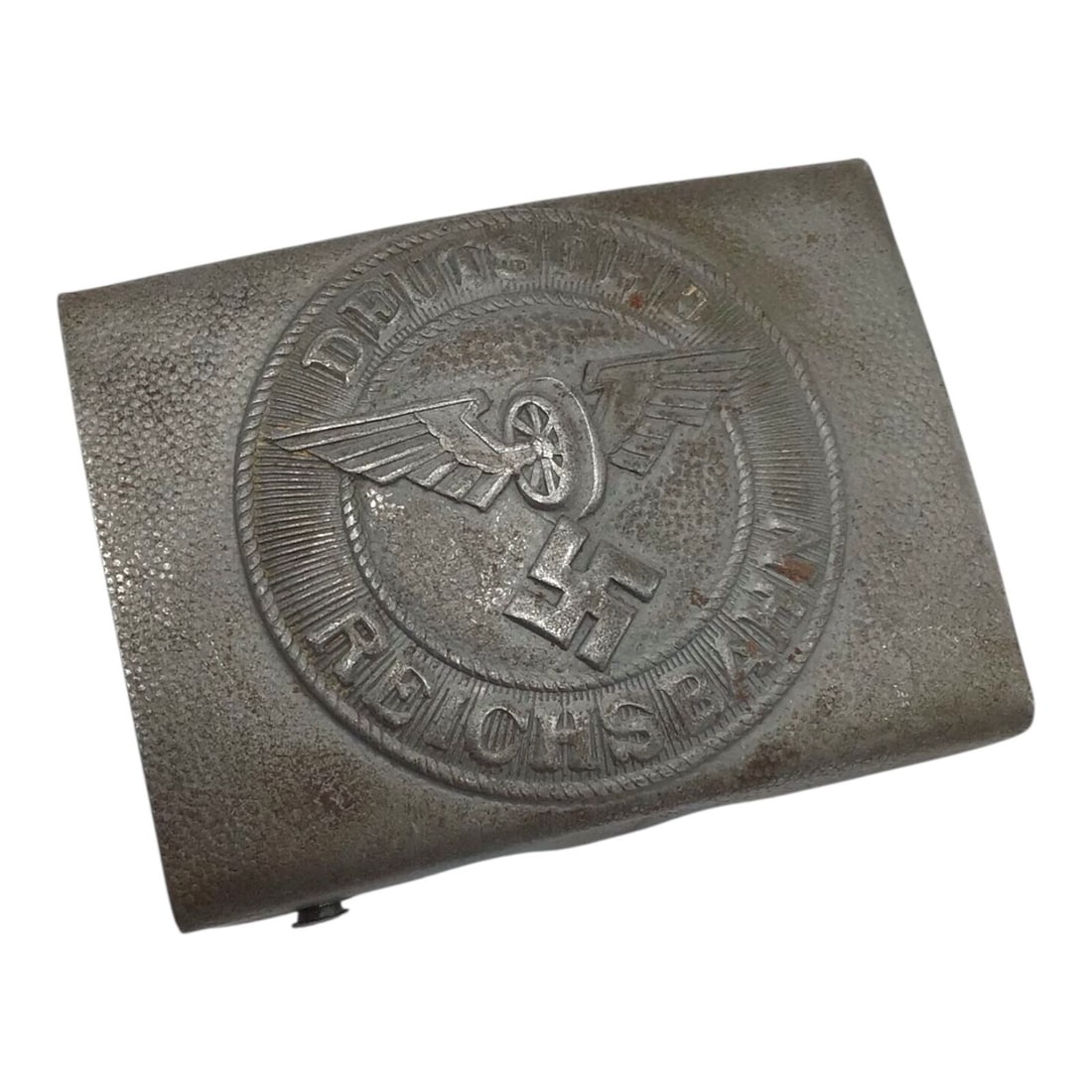 German National Railway Police - A Hard to Find WW2 Buckle in Mint Condition!: This rare German WWII National Railway Police belt buckle is an outstanding example preserved in near-mint condition, exhibiting only the lightest wear consistent with age. The buckle is unmarked, as 