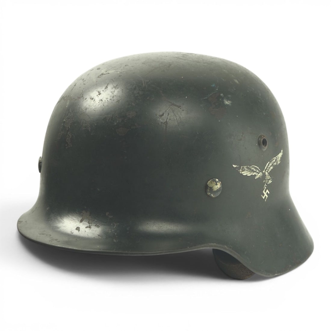 German WWII M35 Luftwaffe Double Decal Helmet - Fine Maker + Lot Number Example (1 of 11)