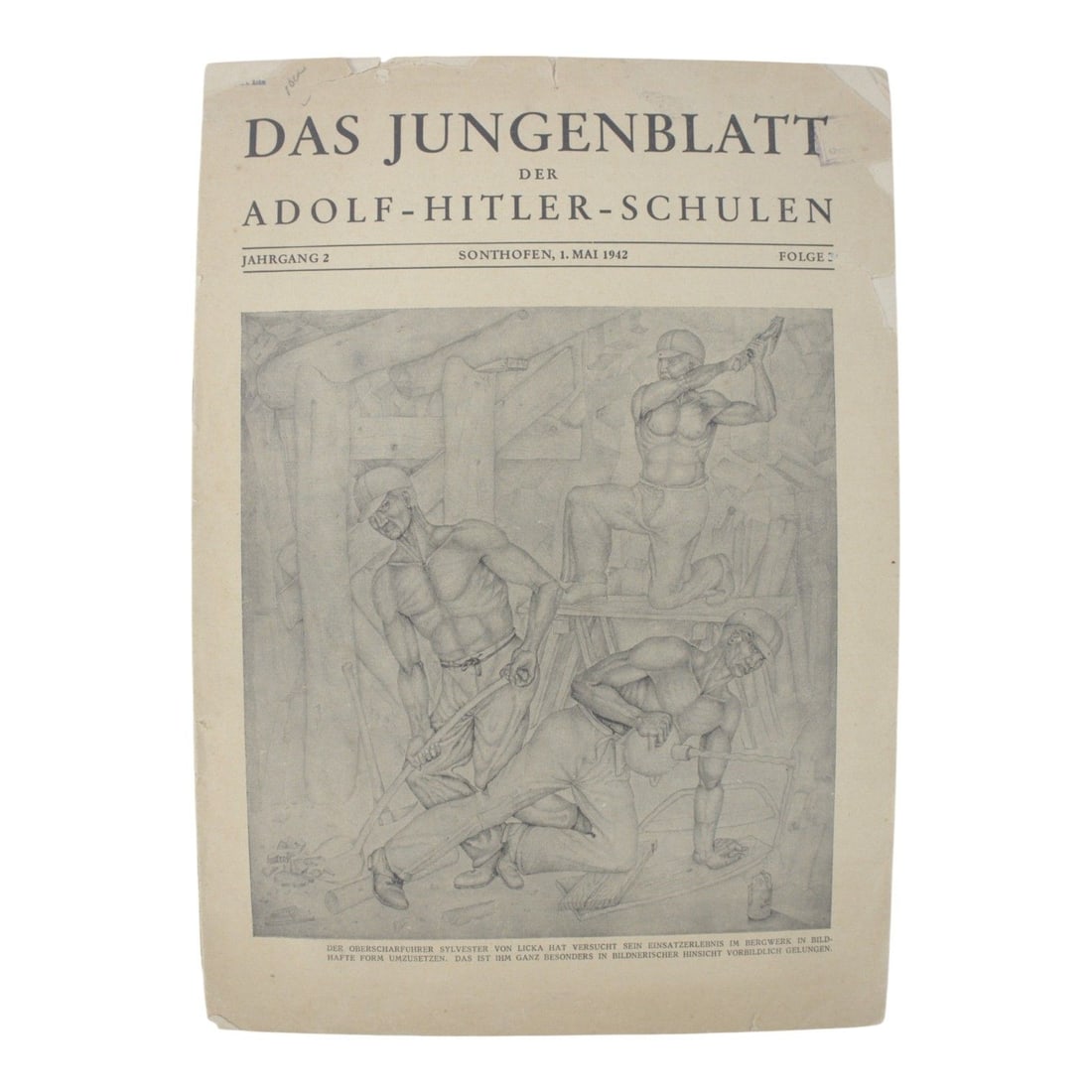 German WW2 Newspaper 'Das Jungenblatt', May 1942, Hitler Youth Schools: We are pleased to offer this original German WWII Das Jungenblatt newspaper issue from May 1942, featuring content related to Hitler Youth schools. This period publication was acquired from a small an