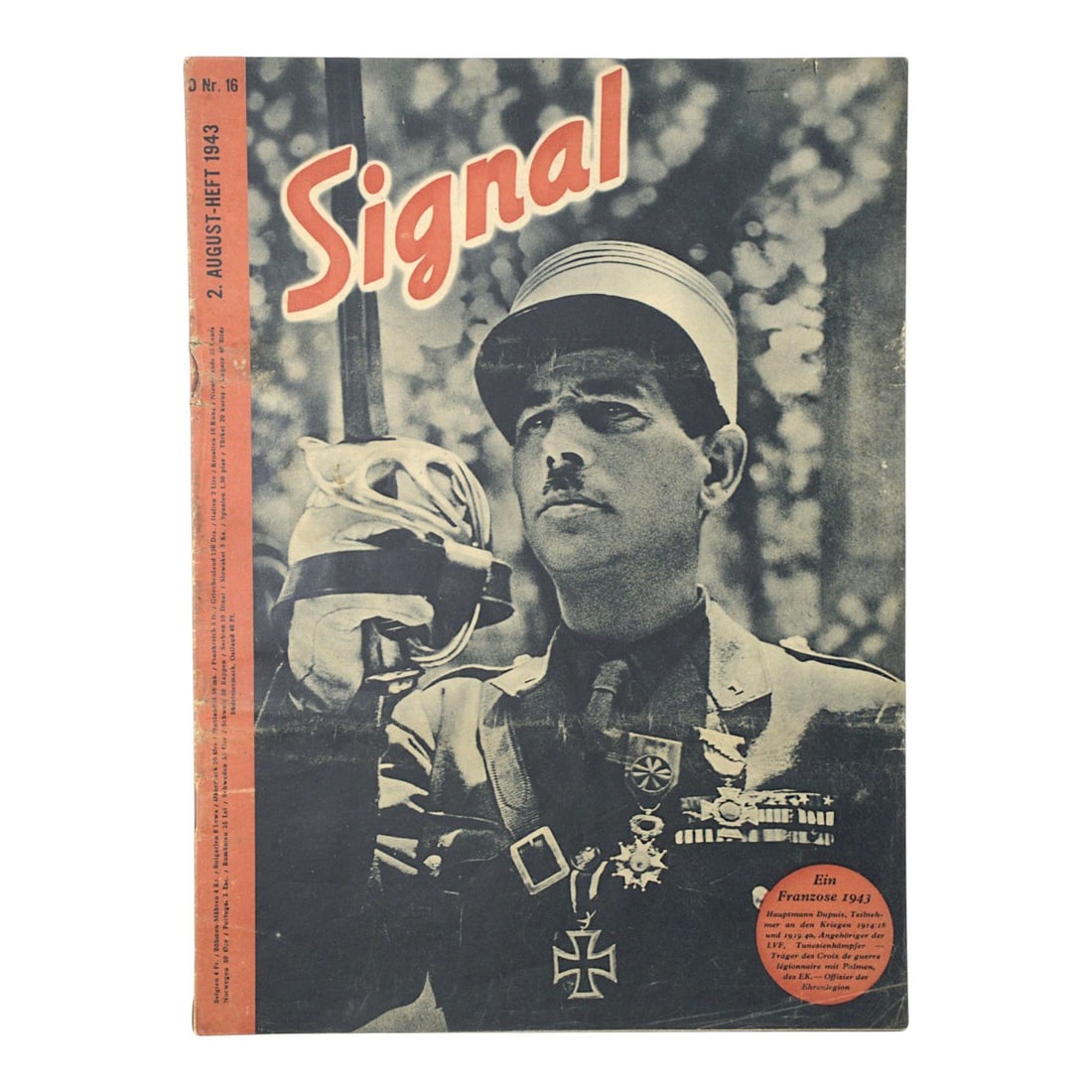 Newspaper German WW2 Signal Magazine 2 August, 1943 North Afrika campaign: We are pleased to offer this original German WWII Signal magazine issue dated August 2, 1943, featuring content connected to the North Africa campaign. This wartime newspaper-format publication was ac