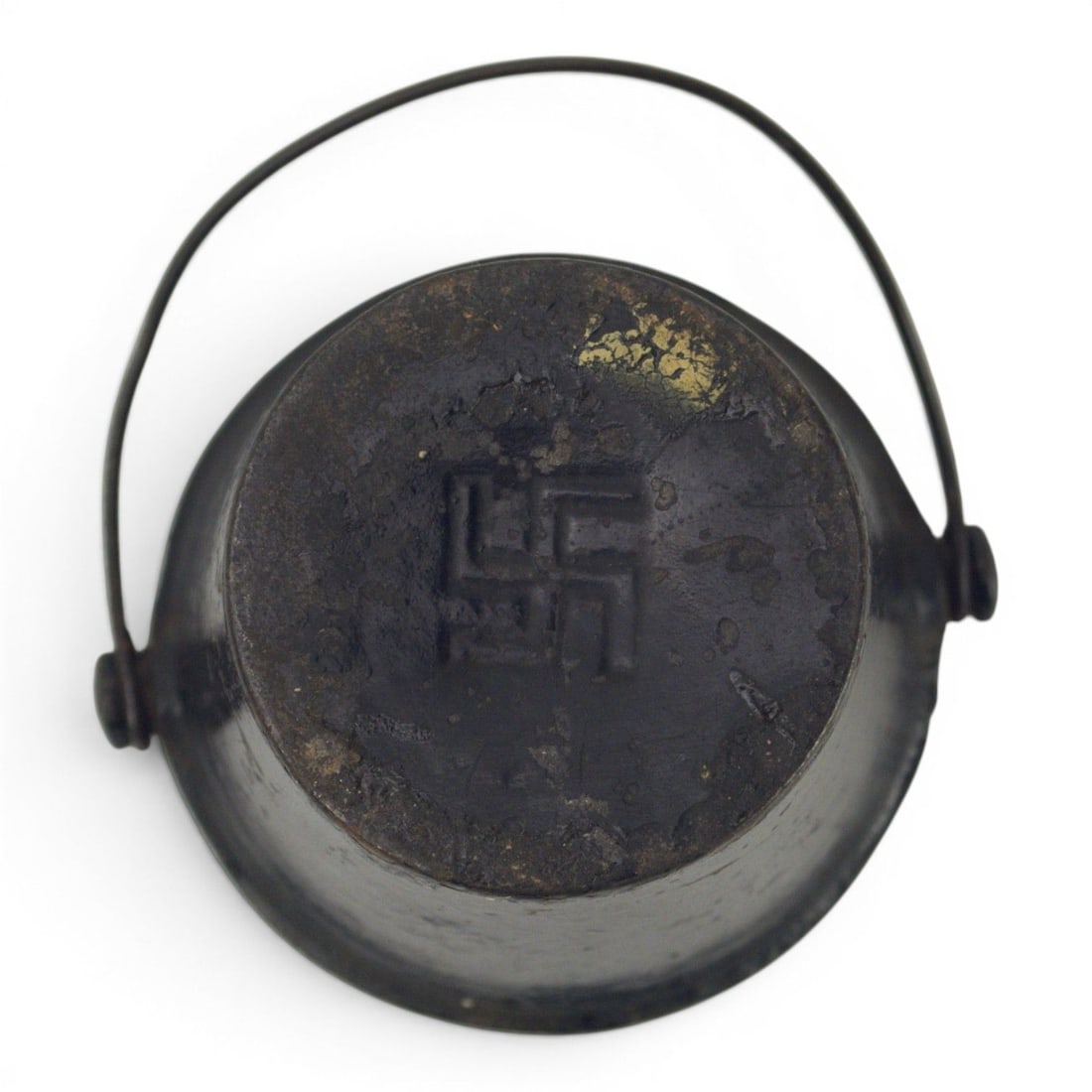 Rare Antique Cast Iron Glue Pot with Swastika Good Luck Mark (1 of 3)