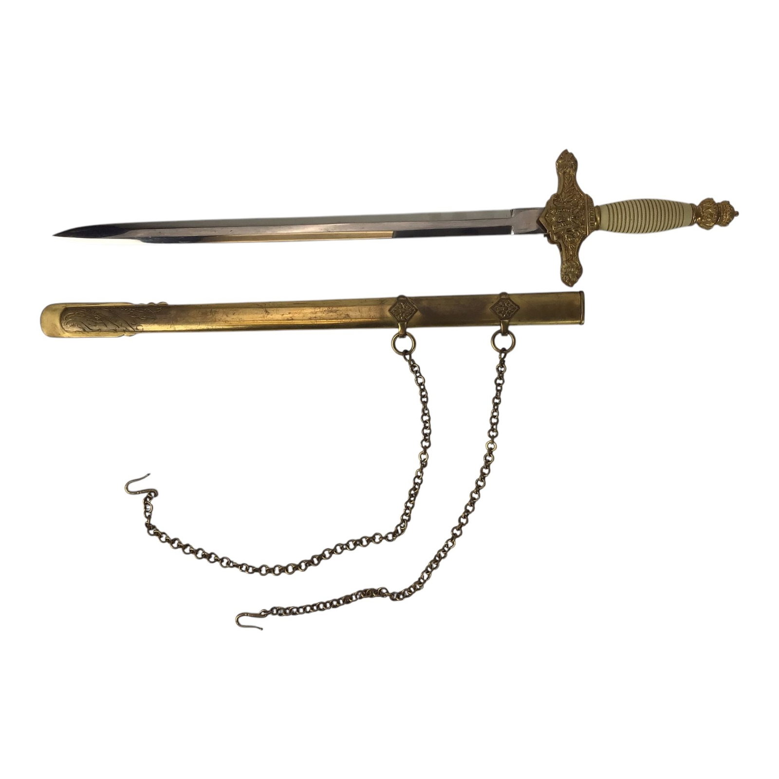 Spanish Military Academy Officer Cadet Dagger Model 1940 Complete with Sheath, Carrying Chain (1 of 8)