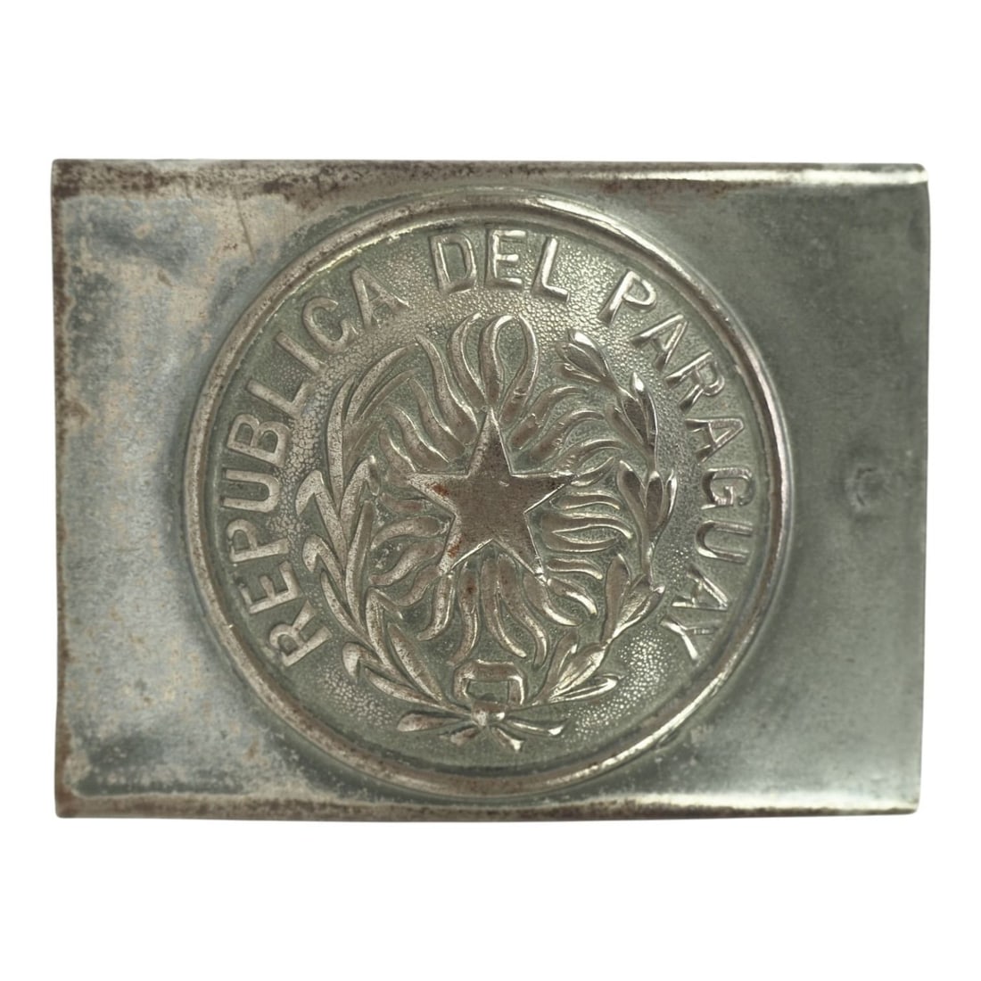 Paraguay Military WW2 Era Belt Buckle Fairly Rare in Very Good Condition: This fairly rare Paraguay military belt buckle is believed to date to the World War II era and remains in very good condition. The exact age is not definitively confirmed and it may relate to one of P