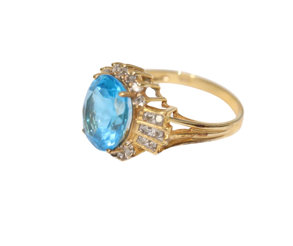 14K Gold Blue Topaz Ring Size 7.5 (5.3g TW) (1 of 14)