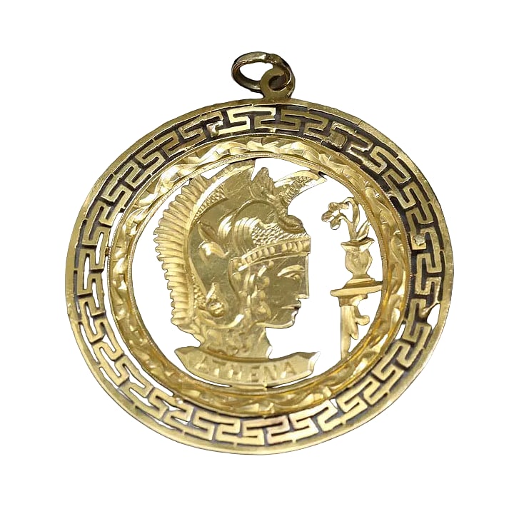 18K Yellow Gold Goddess Athena Disc Charm Pendant (6.5g TW) (1 of 6)