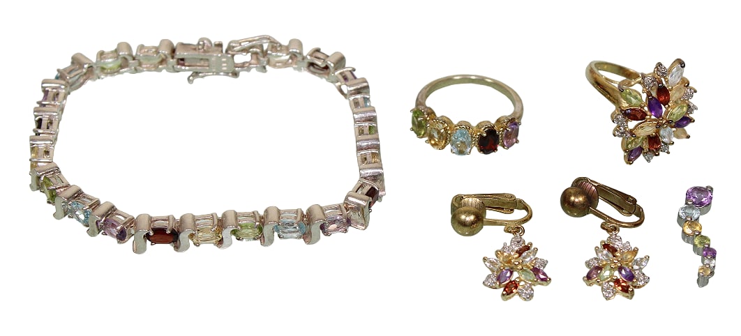 Sterling Silver Jewelry with Colorful Stones; Bracelet, Rings, Earrings & Pendant (1 of 19)