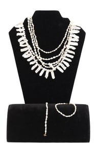 14K Gold Accented Freshwater Pearl Necklaces and Bracelets Including Stick Pearls