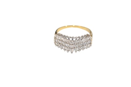 14K Yellow Gold Three Row Pyramid Diamond Fashion Ring Size 8 (3.9g TW)
