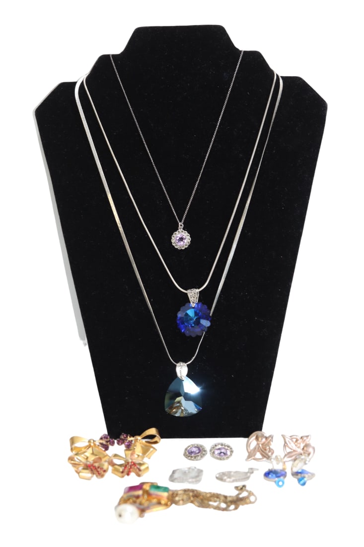 Lot of Mostly Sterling Silver Chains, Pendants, Earrings, Etc (1 of 20)