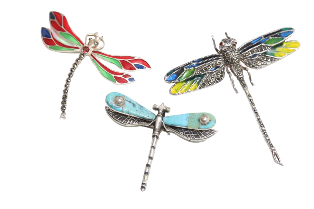 Sterling Silver Art Nouveau Dragon Fly Brooches/ Pins (1 of 20)