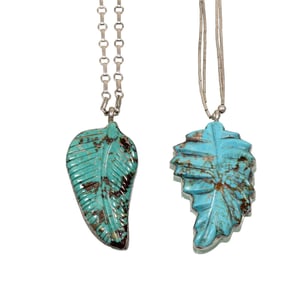 Pair of Silver Necklaces with Turquoise Pendants
