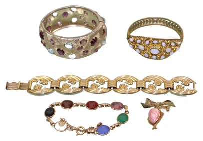 Castlecliff & Other Bangle, Gold Filled Bracelets & Brooch