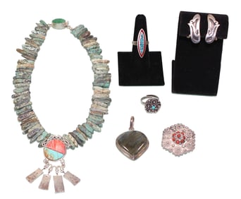 Native American, Mexican & Israeli Silver Jewelry Lot