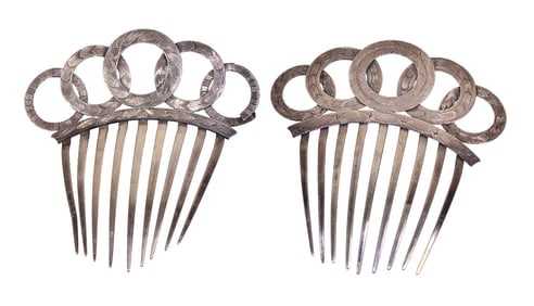 Pair of Vintage Silver Hair Combs
