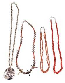 Native American SIlver & Coral Necklaces