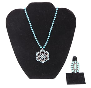 Native American Vera Halusewa Necklace & Jane Paselente Ring