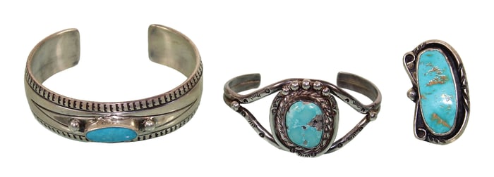Native American Silver & Turquoise Bracelets and Ring