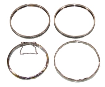 4 Sterling Silver Bangle Bracelets