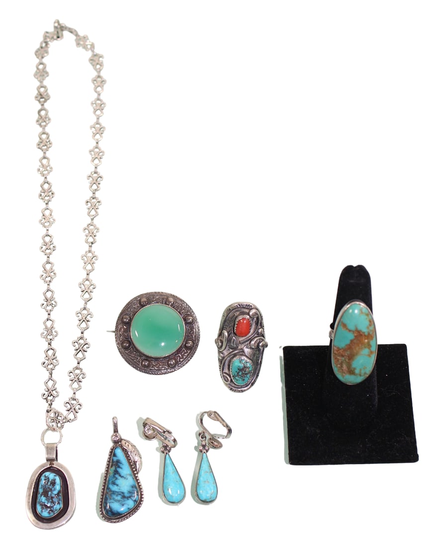 Native American Signed Silver Pendants, Rings & Earrings (1 of 20)