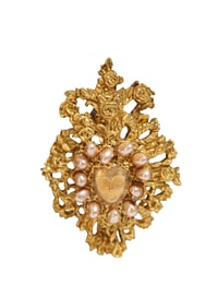 Vintage Christian Lacroix Noel 1998 Limited Edition Pearl Heart Mask Brooch