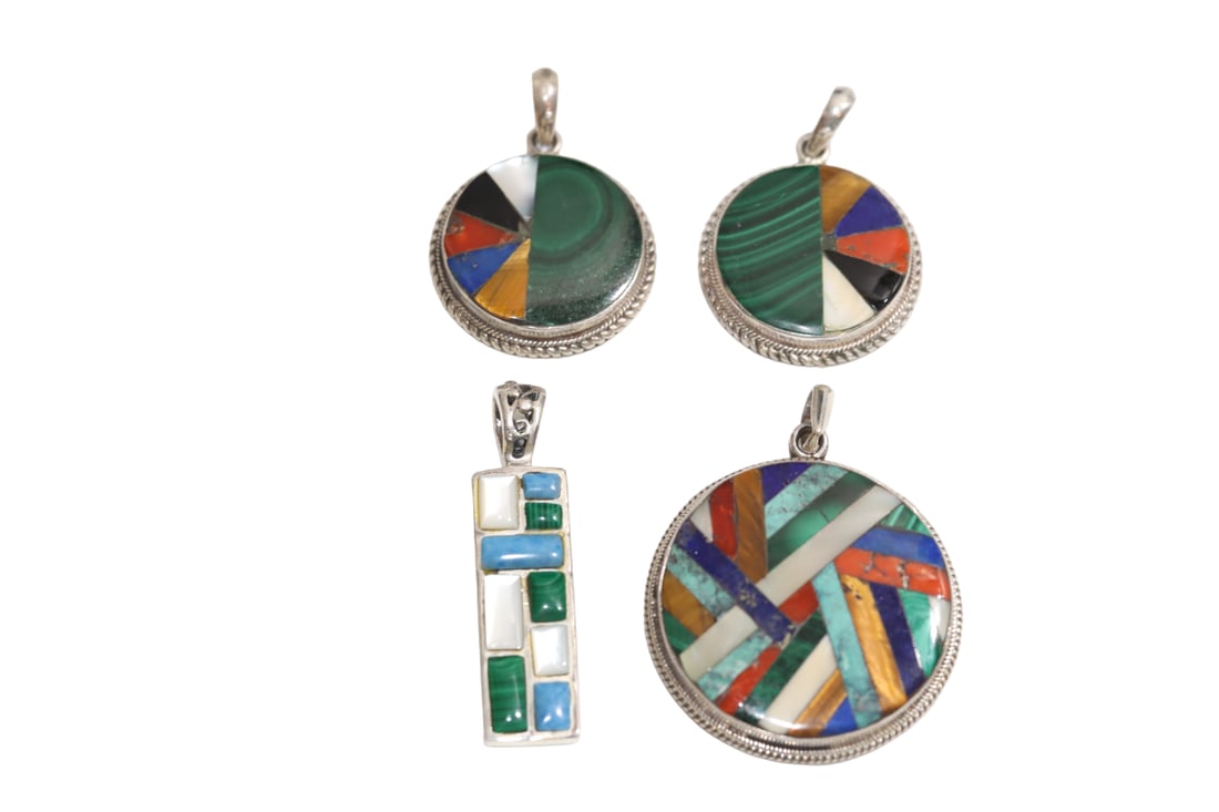 Gorgeous Silver Framed Pendants with Stone Inlay Designs (1 of 14)
