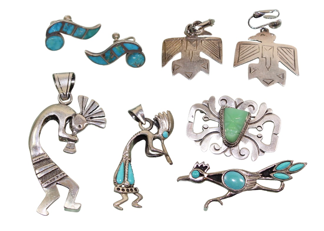 Mexican Sterling Silver & Turquoise Jewelry Lot (1 of 19)