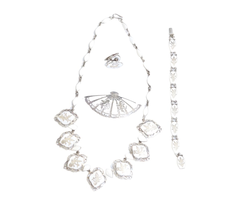 Siam Sterling Silver White Enamel Jewelry Set (1 of 17)