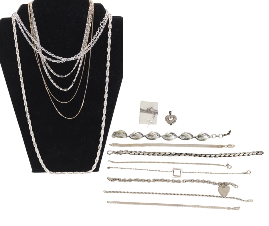 Sterling Silver Bracelets, Necklaces, and Pendants (169.7g) (1 of 18)