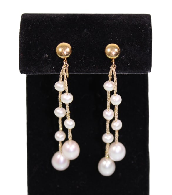 Cultured Pearl Crop Dangle Earrings with 14K Gold Screw-On Fittings (1 of 7)