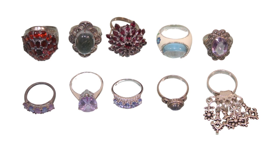 Lot of Mainly Sterling Silver Rings, Including Stauer & David Sigal (1 of 19)