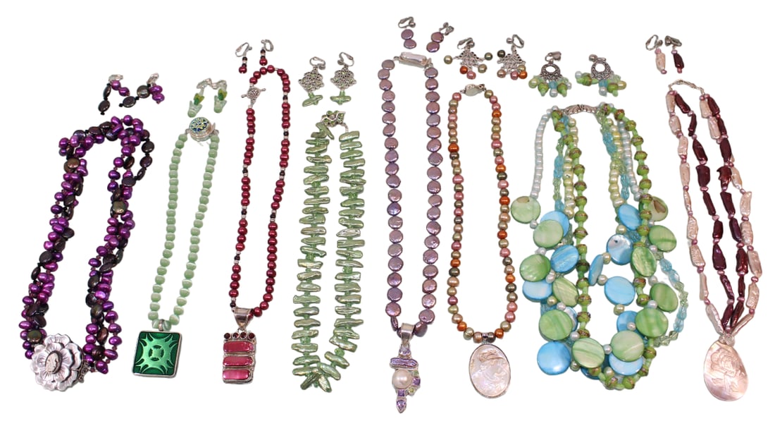 Pearl & Bead Necklaces & Earrings, Some with Sterling Silver Pendants & Clasps (1 of 20)